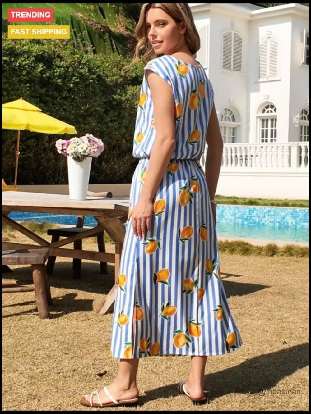 Striped 2 Piece Skirt Set Sleeveless Tank Top Maxi Dress Beach Vacation Outfits